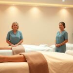 Yaşlı masözler masaj yapıyor.