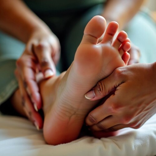 Derin doku ayak masajı yapılan ayak