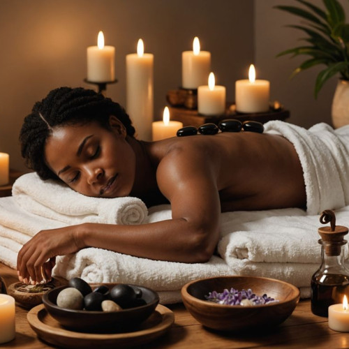 Spa köpük masajı, mumlar ve yağlar