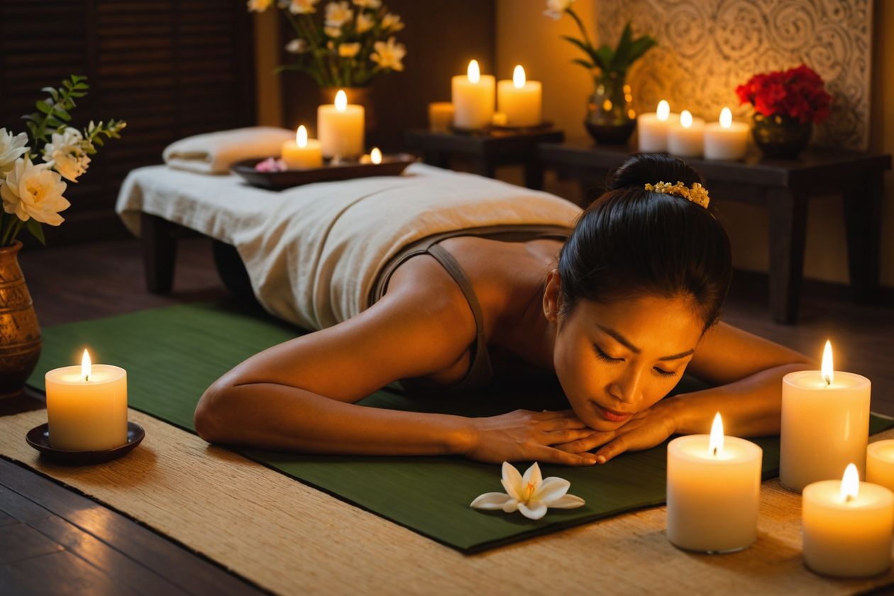 Rahatlatıcı Thai masajı sahnesi