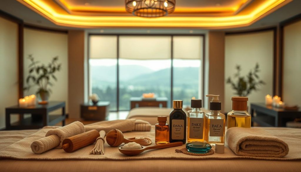 An elegant spa-like setting with a soothing, natural atmosphere. In the foreground, an array of massage tools and oils are neatly arranged, inviting the viewer to indulge in a serene and rejuvenating experience. The middle ground features a tranquil, dimly-lit room with soft, diffused lighting, evoking a sense of calm and relaxation. The background showcases a serene landscape, perhaps a garden or a peaceful nature scene, further enhancing the tranquil ambiance. The overall composition conveys the essence of various massage techniques and their ability to promote well-being and restoration. An elegant spa-like setting with a soothing, natural atmosphere. In the foreground, an array of massage tools and oils are neatly arranged, inviting the viewer to indulge in a serene and rejuvenating experience. The middle ground features a tranquil, dimly-lit room with soft, diffused lighting, evoking a sense of calm and relaxation. The background showcases a serene landscape, perhaps a garden or a peaceful nature scene, further enhancing the tranquil ambiance. The overall composition conveys the essence of various massage techniques and their ability to promote well-being and restoration.