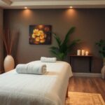 Masaj masası ve rahatlatıcı ortam