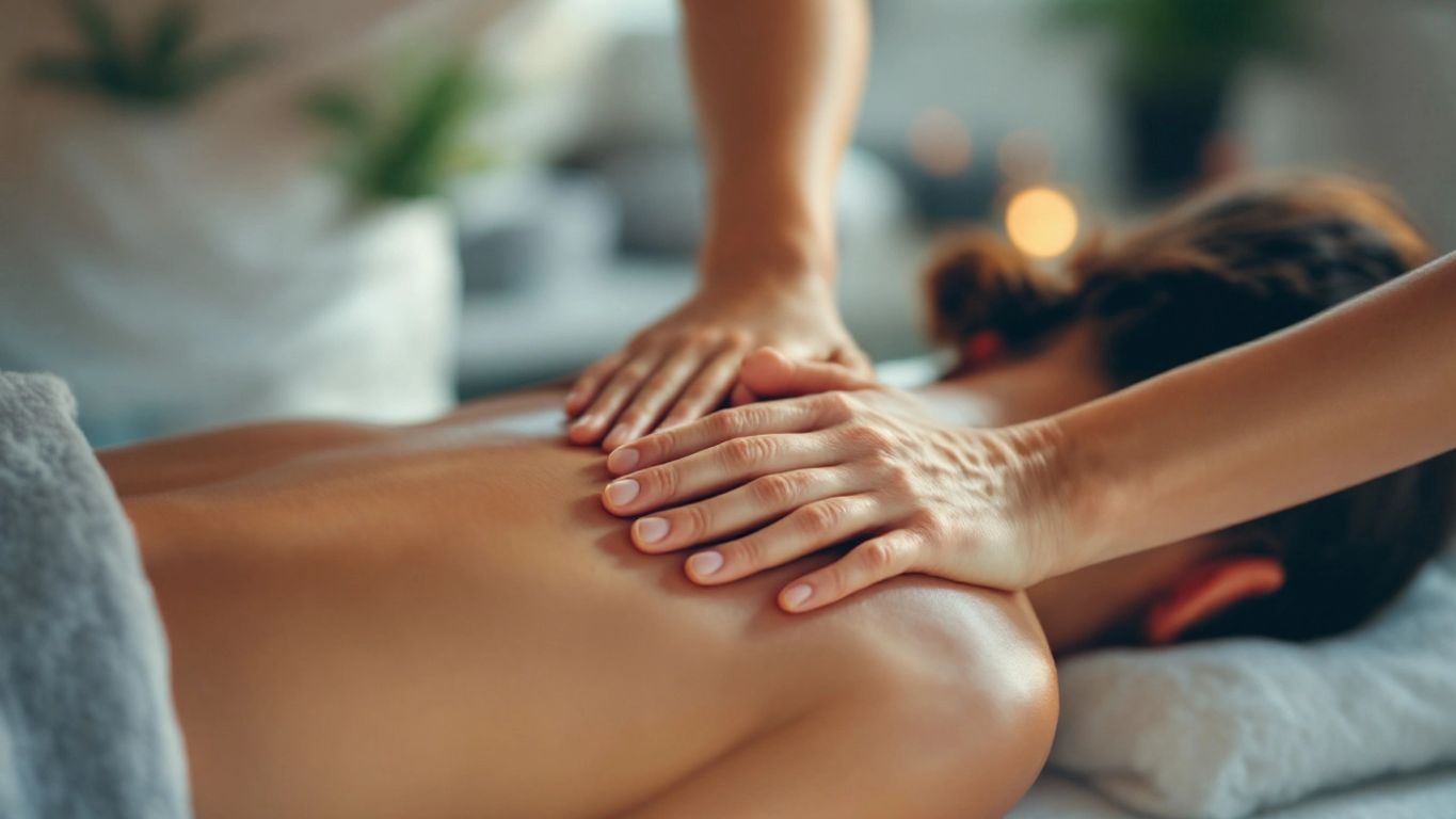 Güçlü Omuz Masajı: Rahatlamaya Giden Yol Sırt masajı yapan bir terapist.